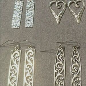 Bundle Silver Filigree Dangle Earrings - Elegant Women's Jewelry